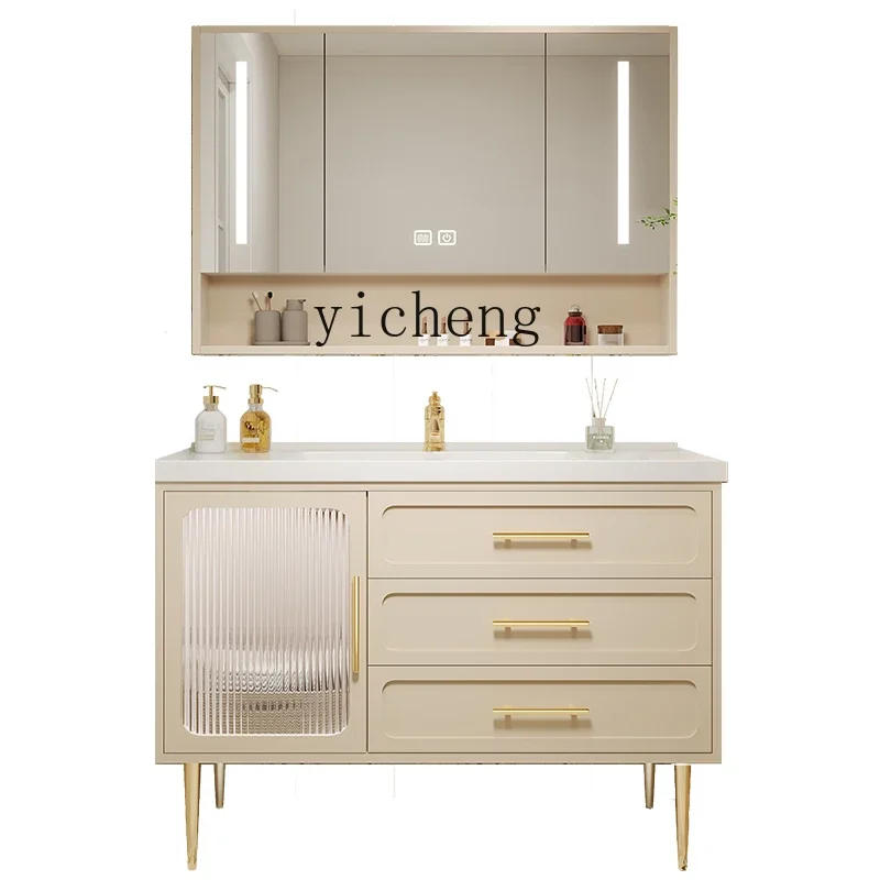 

XC Light Luxury Smart Nordic Bathroom Cabinet Combination Modern Simple Face Washing Wash Basin Floor Solid Wood Cabinet