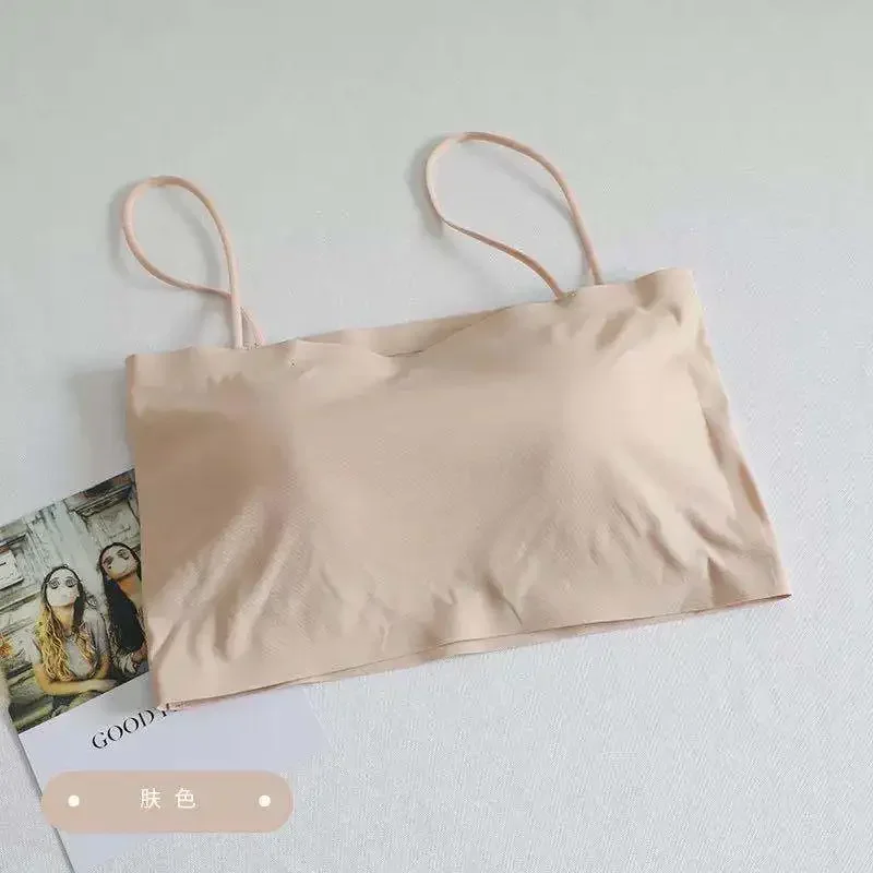 Women Bras Push Up Lingerie Ice Silk Seamless Word Sling Tube Top Bralette Top Tanks