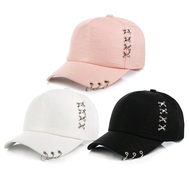 

KPOP Hat Piercing Ring Baseball Adjustable Cap Hip Hop Snapback Cap Fashion