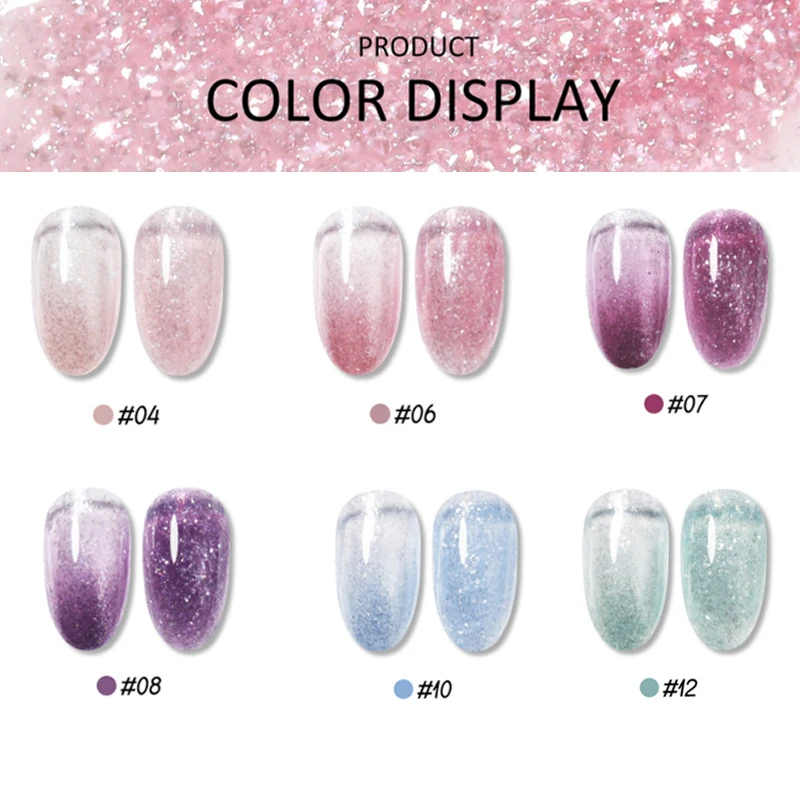 15ml 글리터 스노우플레이크 오팔 젤 폴리쉬, UV 젤, 프렌치 매니큐어, DIY 네일 아트 기술에 적합합니다.