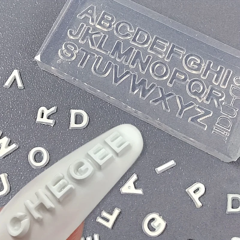 3D Letter Manicure Silicone Mold Mini Letter Nail Mold A-Z Letter Resin Mold 26 Letter Mold DIY Nail Tools Handmade Craft Engraving Mold Nail Decoration Tools Women's Nail Accessories Nail Supplies Numbers 0-9 3