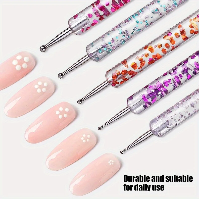 Hot Sale New In 5 Pcs/set Nail Art Dotting Pen Crystal Beads Handle Dual-ended Drawing Painting Rhinestones Manicure Tools 5