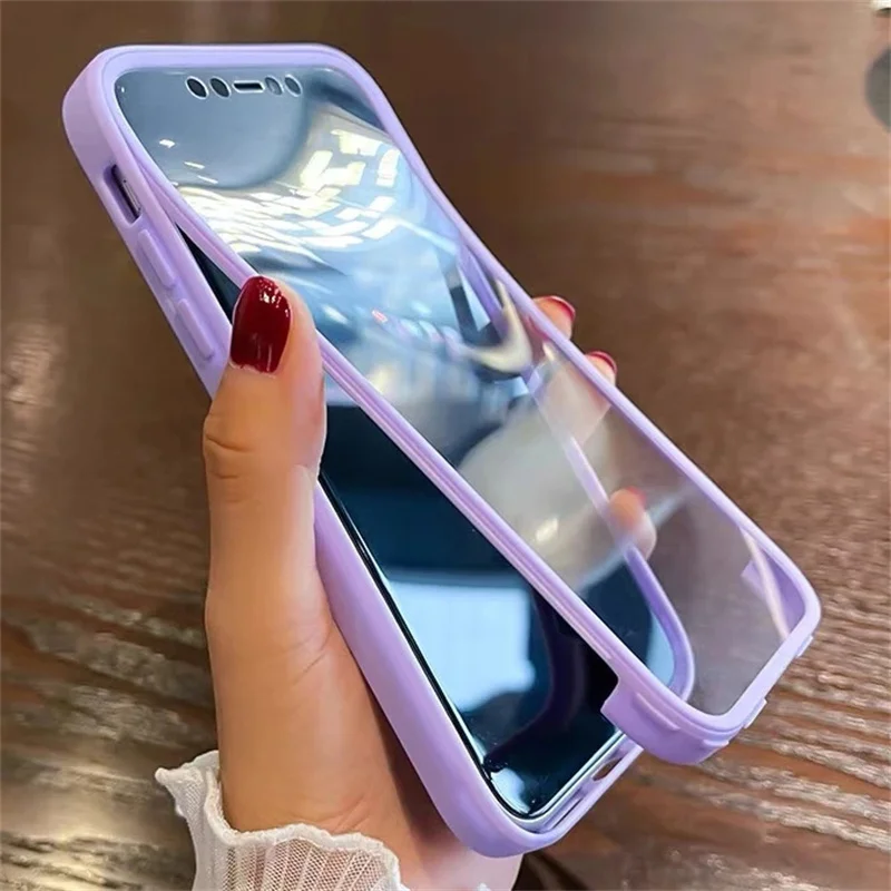 Lusso 360 Full Body Front + Back Custodia trasparente per iPhone 14 13 12 11 Pro Max XS X XR 7 8 Plus SE Paraurti in silicone Cover antiurto_voghion.com