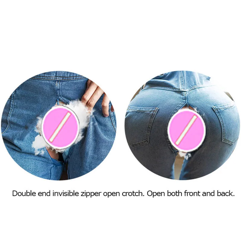 Outdoor Sex Open Crotch Pants Woman's Invisible Zipper Boyfriend Jeans Denim Overalls Jumpsuit Wide Leg Baggy Vintage Trousers