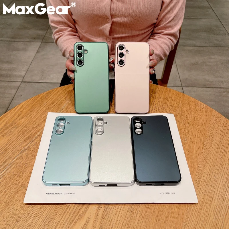 Elegant Matte Glass Luxury Plating Phone Case Cover