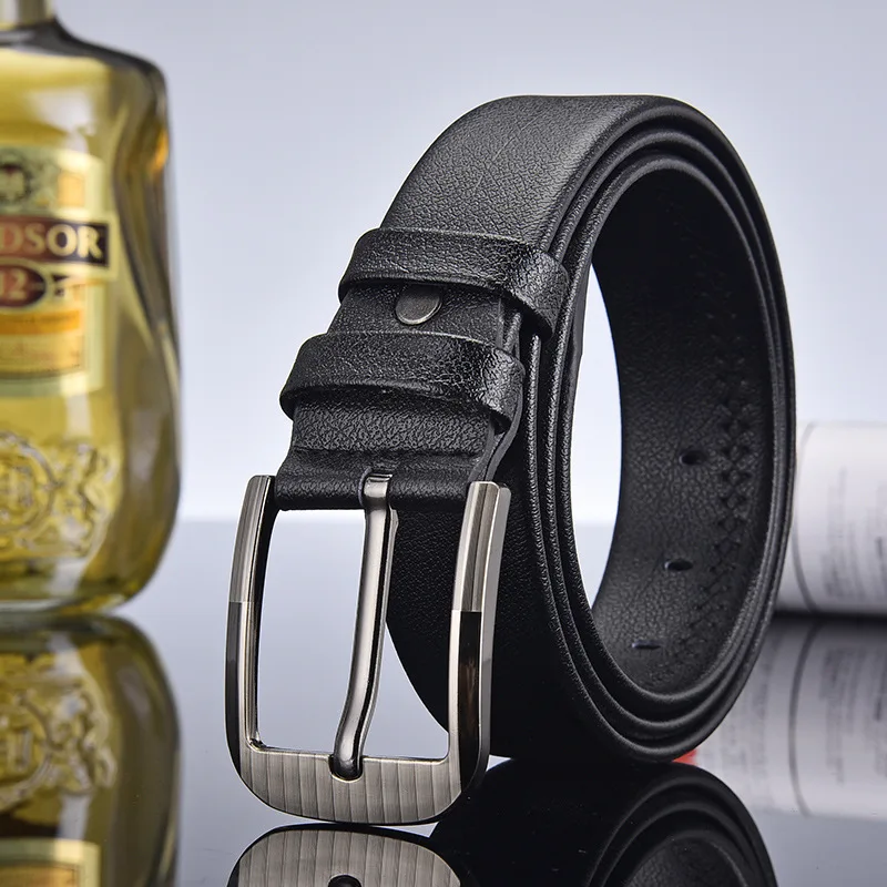 3.5cm Men's Belt Alloy Pin Buckle All-match Crocodile Pattern Decorative Belt