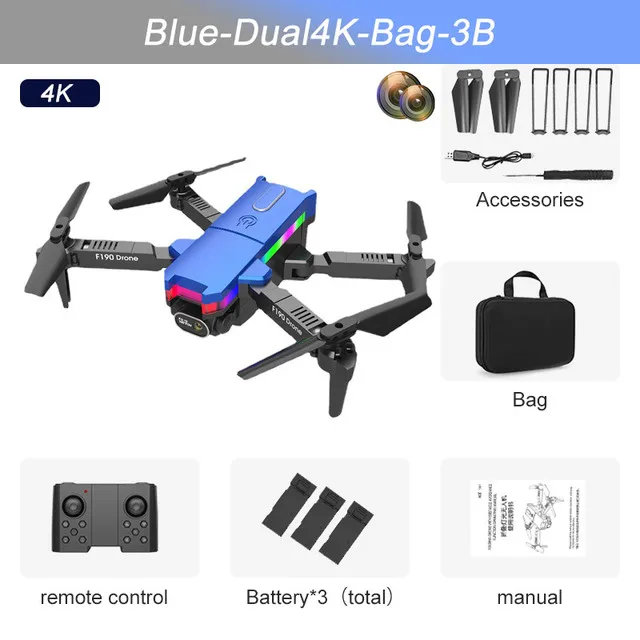 aerocraft 6ch remote control quadcopter 2.4 ghz 2022 F190 MINI Drone 4K HD WIFI FPV Drone With Wide Angle Camera Smart Height One-key Take-off Foldable RC Quadcopter Toys Gifts quadrone 4ch remote control RC Quadcopter