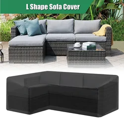 Durable L - Shaped Outdoor Sofa Cover - Waterproof, Dustproof, UV - Resistant - 286X286X82x78 (Black)