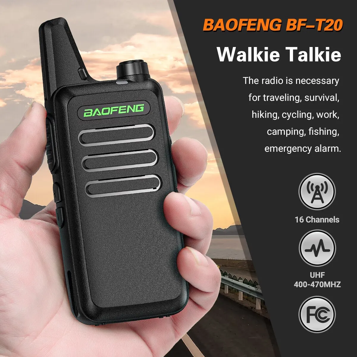 2PCS Mini Walkie Talkie Baofeng BF-T20 portableradio bidirezionale ricarica USB VOX per BF-C9 BF-888S KD-C1 per la caccia alla stazione dell'hotel