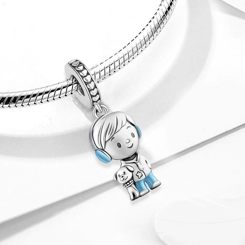 925 Sterling Silber Charms-Perlen aus der Girl-Boy-Charakter-Serie, passend für Original-Armbänder, hochwertiger DIY-Schmuck für Damen – Detail 10
