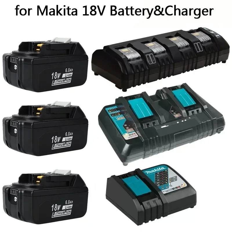 

18V Makita 6Ah Rechargeable Power Tools Battery 18V makita Battery with LED Replacement LXT BL1860B BL1860 BL1850 3A Charger