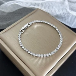 Elegant Zirconia Chain Tennis Bracelet in Stainless Steel - Gold/Silver Tone - 18 cm (Silver color)