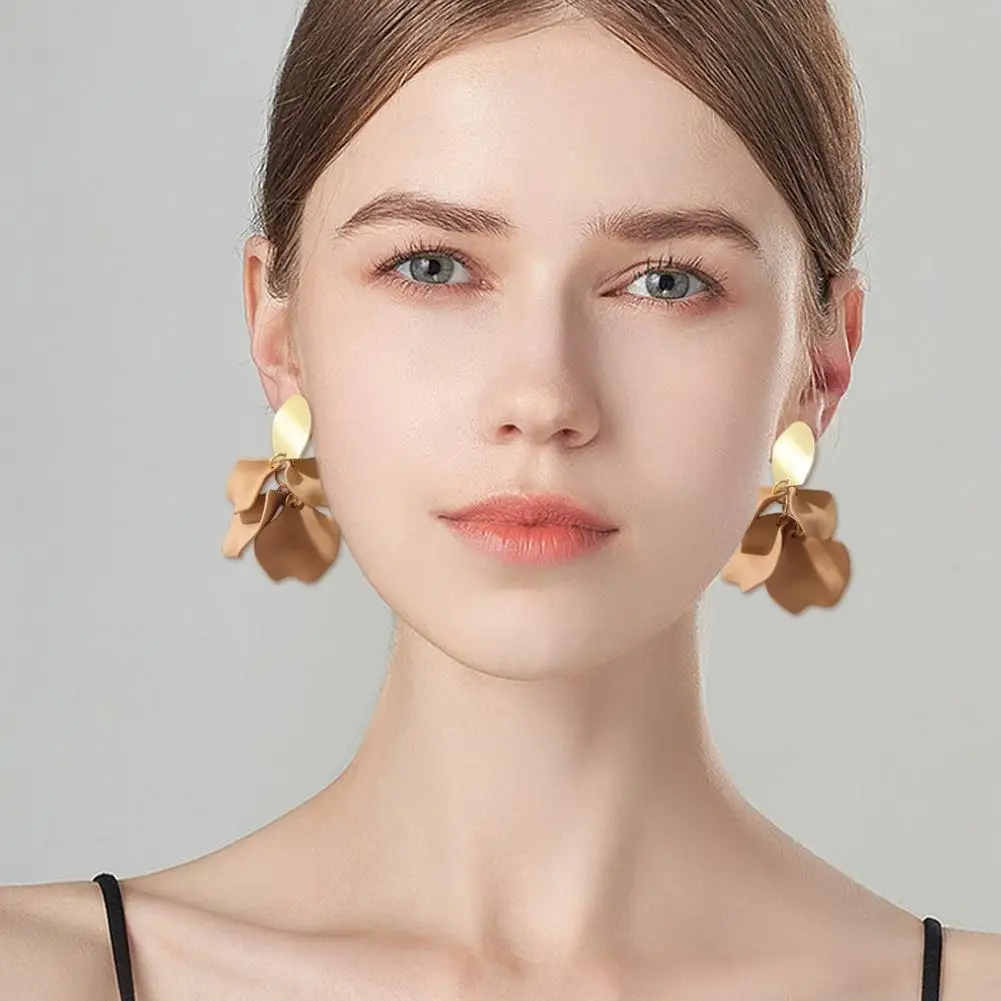 Acrylic Rose Petal Earrings - Boho Flower Statement Dangle Earrings For Women, Lightweight