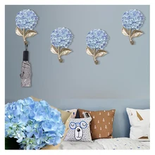 

4PCS Creative Wall Resin Flower Hanger Crafts Decoration Home Livingroom Porch Key Bag Coat Hook Wall Ornament Wall Sticker