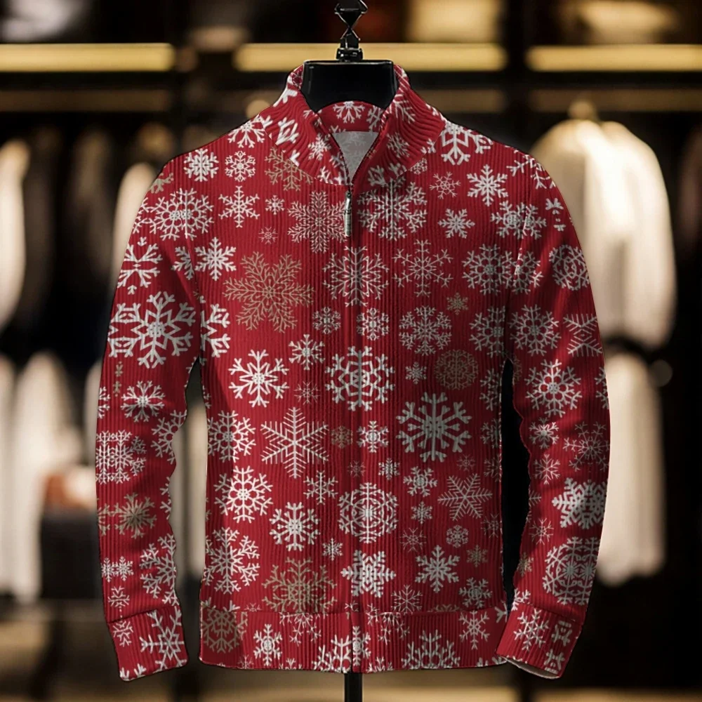 thumbnail image 1 of Chaquetas navideñas con cremallera para hombre, moda primavera otoño 2023, cárdigan de color para hombre, abrigos, suéter informal holgado, ropa de abrigo, suéter para hombre, 1 of 5