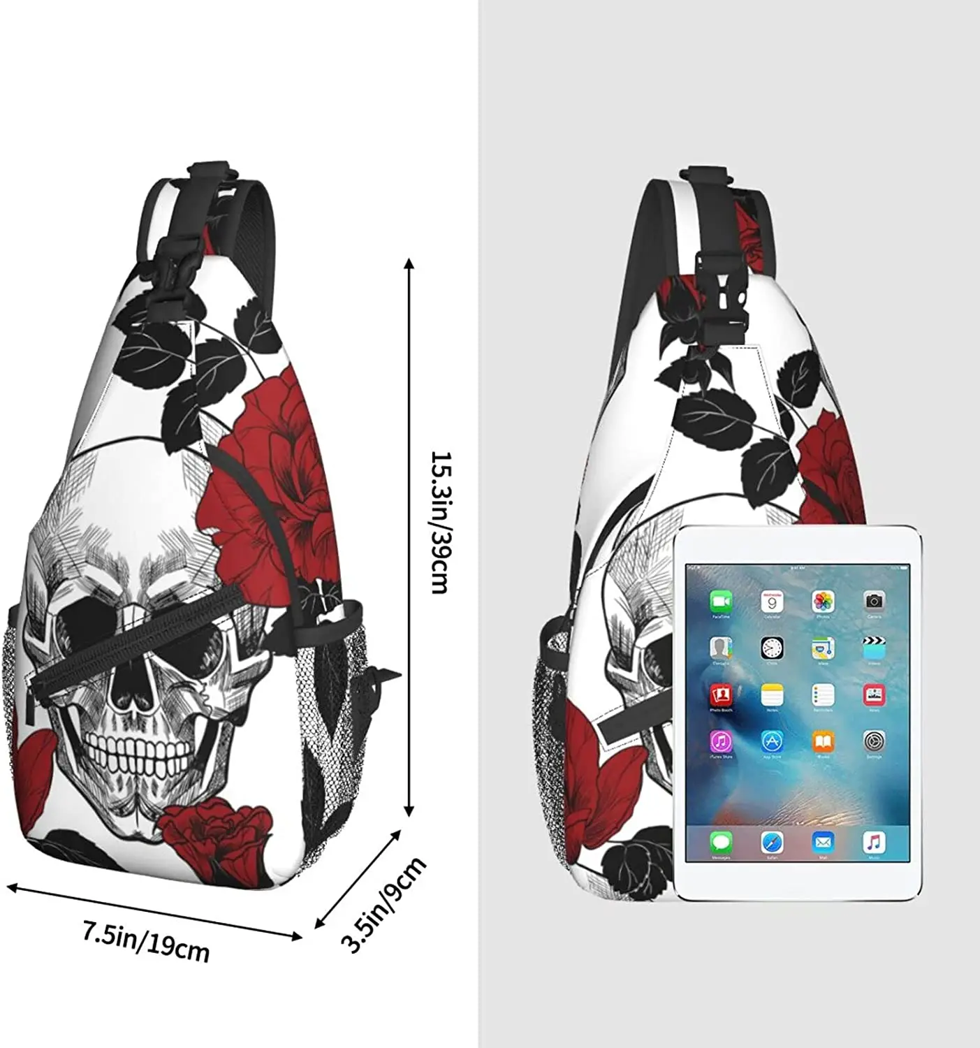 ショルダーバッグ・ポシェット SMALL SKULL FLOWER CROSSBODY Skull Flowers Unisex Crossbody Backpack Small Sling Bag for