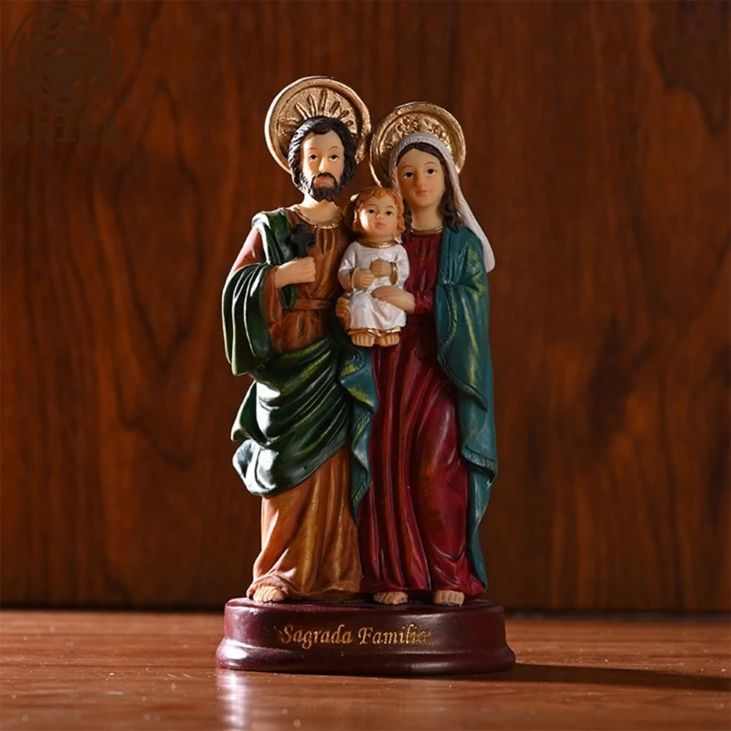 Holy Family Statues Set Colorful Religious Figurine Decors Resin Statue Christmas Decoration Home Ornament Crafts 87HA