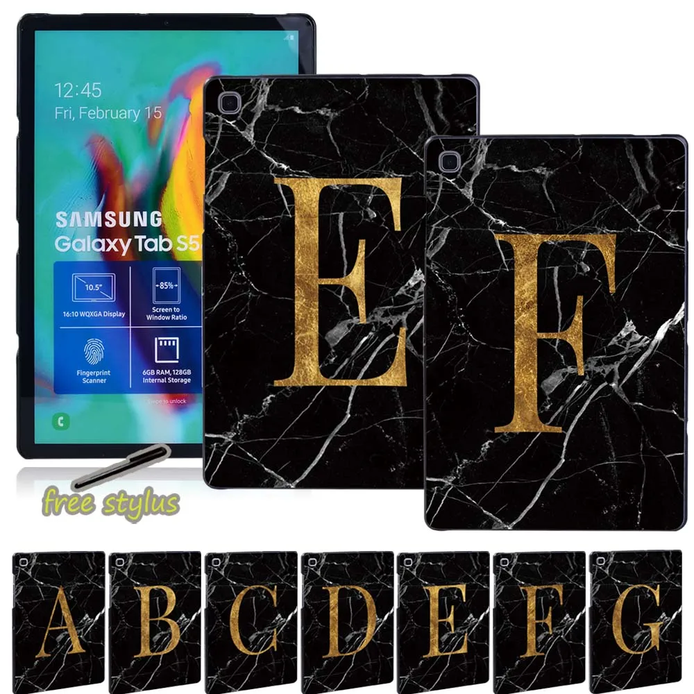 

Tablet Hard Shell for Samsung Galaxy Tab S4 S6 S6 Lite S7/A 9.7 T550/10.5 T590/S5e(T720/725) Case with Black Marble 26 Letters