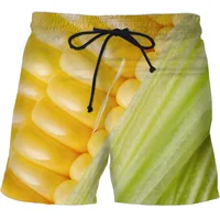Summer Funny Corn Hawaiian Beach Shorts Maize 3D Print Men Casual Surfing Board Shorts Oversized Swimwear Trunks Kids Clothing 2