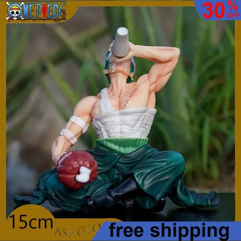 

15cm ONE PIECE Anime Figure Drink Wine Roronoa Zoro Collection Action Figurine Statue Gift PVC Model Doll Collection Gift Toys
