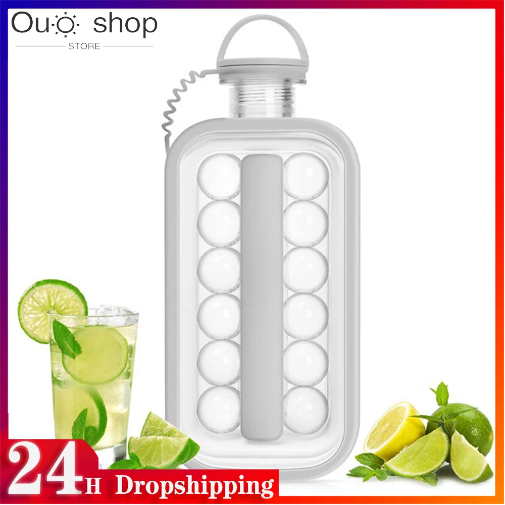 

Portable Ice Ball Maker Bottle Ice Makes 12 Ice Cubes Molds Bottle Creative Kitchen Gadget Creative Ice Cube Tray Hockey Kettle