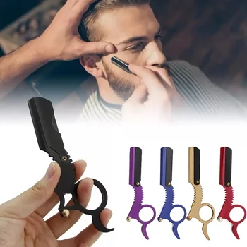 Strumento per la rasatura del taglio dei capelli del rasoio da barbiere manuale - Lame per tagliare le sopracciglia della barba Bordo dritto per la depilazione professionale del parrucchiere