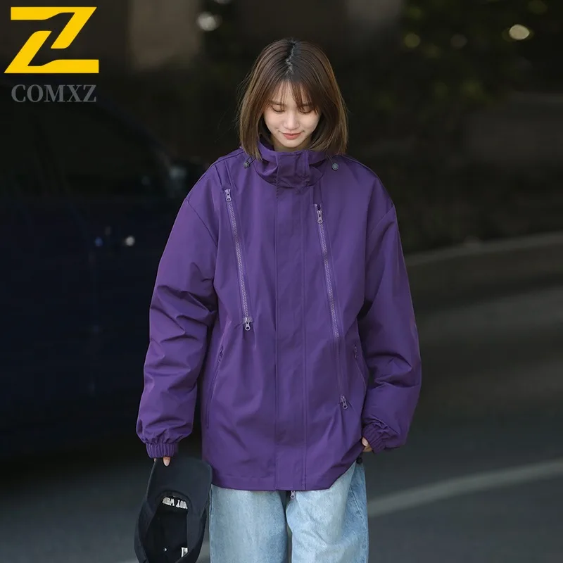 COMXZ Brand Outdoor Mens Jacket Hooded Travel Durable Wear Resistant Coats Fashion Street Comfortable Autumn Zipper Clothing