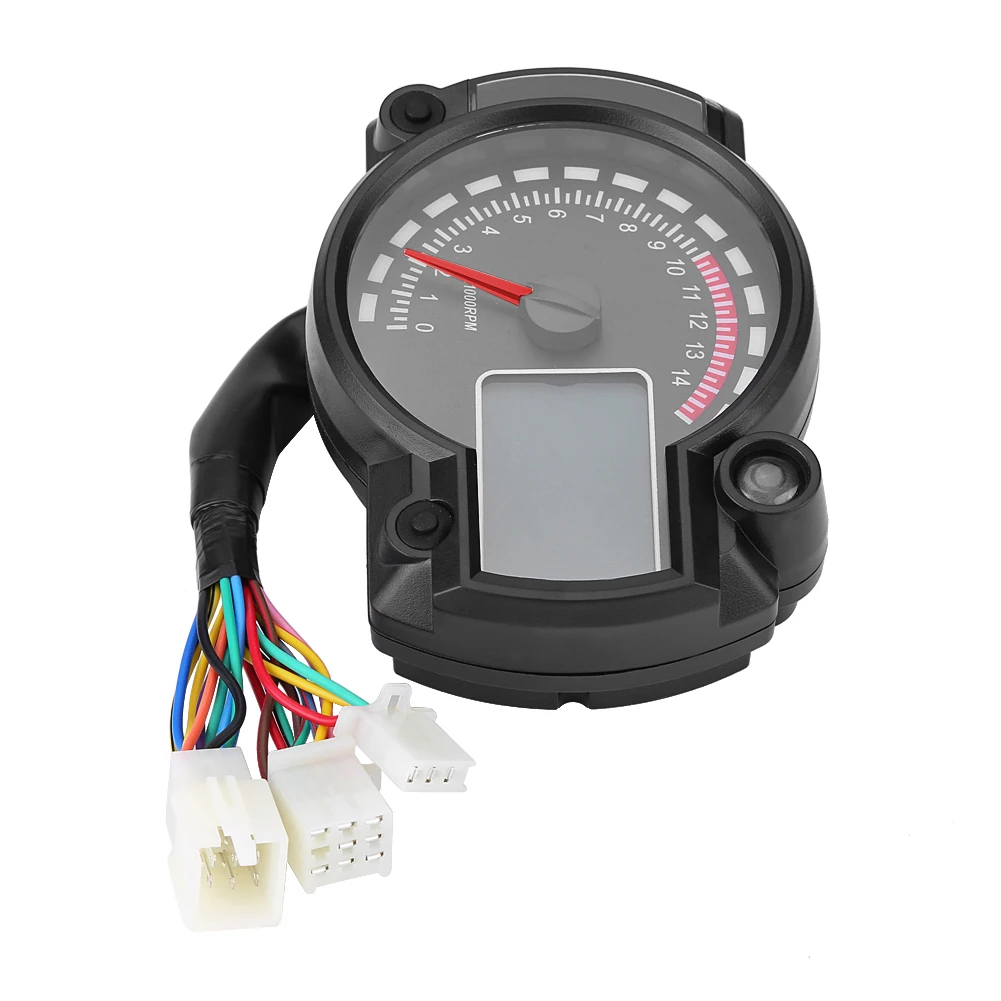 Motorcycle Speedometer,Universal Motorcycle Digital Colorful LCD Speedometer Odometer Tachometer W/ Speed Sensor 