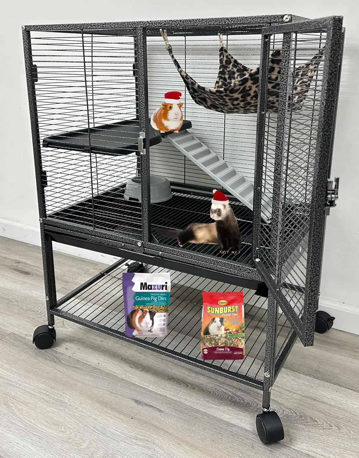 Luxury Portable Pet House Cabin Home Furniture Hamster Cage for Guinea Pigs Small Animals With Storage Cabinet