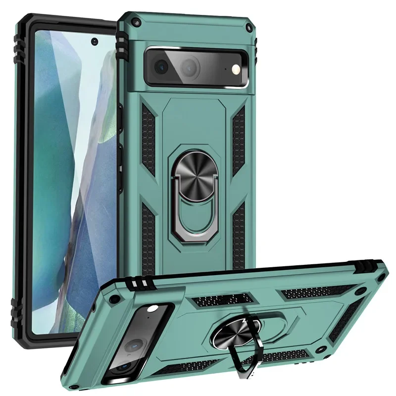 Stylish Magnetic Ring Holder Shockproof Phone Case with Protective Armor Back Cover