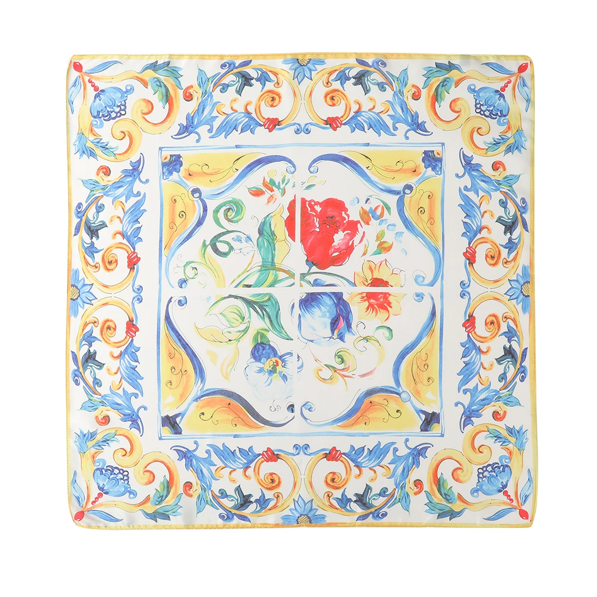 70cm Cashew Flower Square Scarf Headbands For Women Floral Print Kerchief Hairband Neckerchief Fashion Hair Accessories