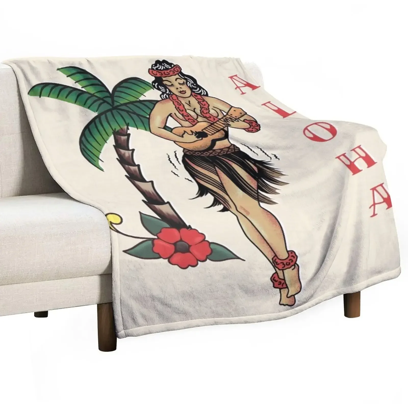 Jerry Style Tradizionale Aloha Hula Pinup Girl In Hawaii Coperta Da Tiro Idee Regalo Di San Valentino Carino Campeggio Regali Di Natale Coperte