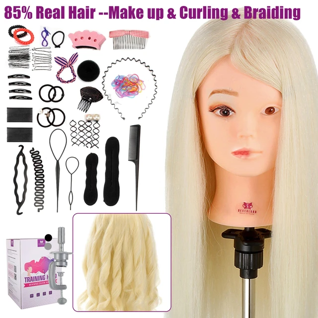 80% Real Human Hair Mannequin Head For Hair Styling Training Professional  Hairdressing Cosmetology Dolls Head For Hairstyles - AliExpress