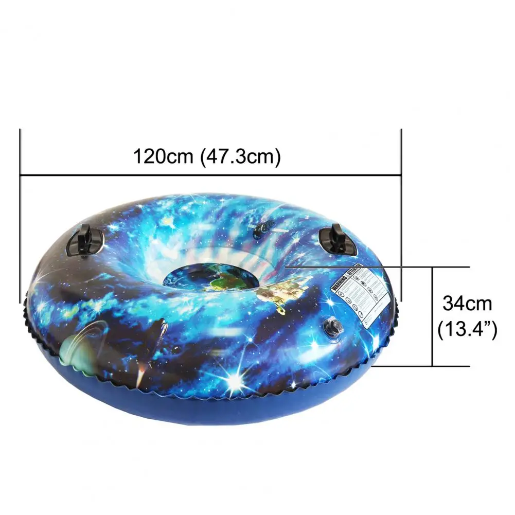 Kids Inflatable Sled Ski Circle Winter Snow Outdoor Activity Snowflake Snow Sled Handles Camping Skiing Sports Accessories