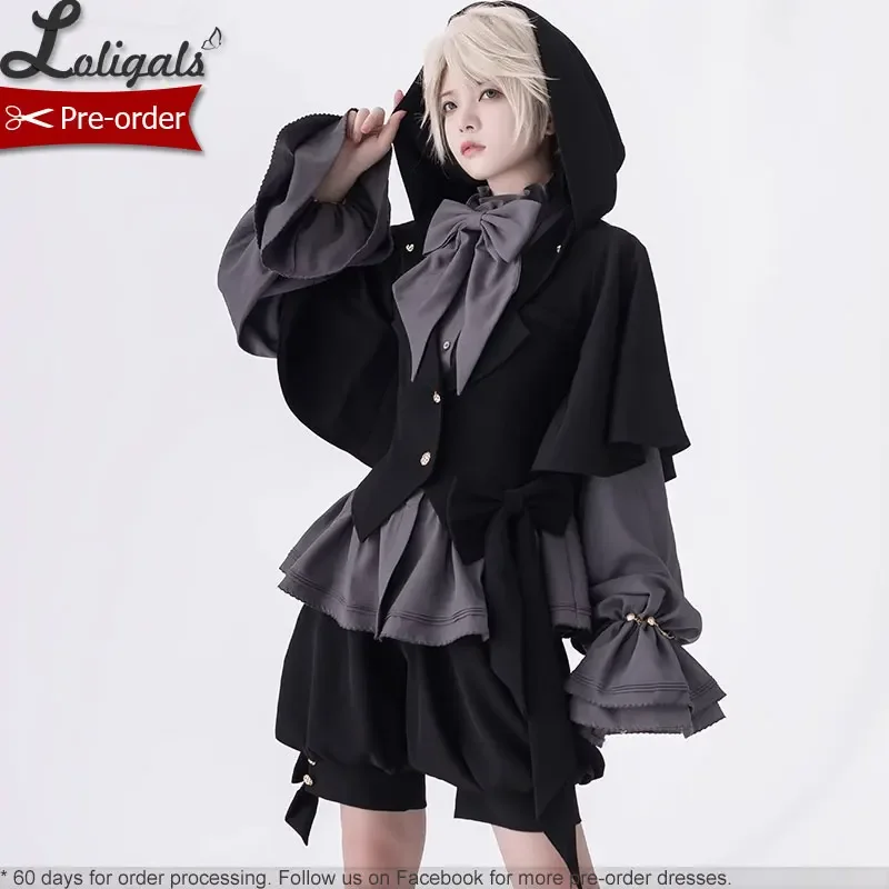 Ouji-lolitaゴシックフード付き襟シャツ、ウサギの耳のケープ Ouji-lolitaゴシックフード付き襟シャツ、ウサギの耳のケープ