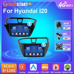 NAVISTART-Autoradio pour Hyundai I20 2015-2018, Navigation GPS, Stéréo, 4G, WiFi, Carplay, Android Auto, Unité principale, Pas de lecteur DVD, T5