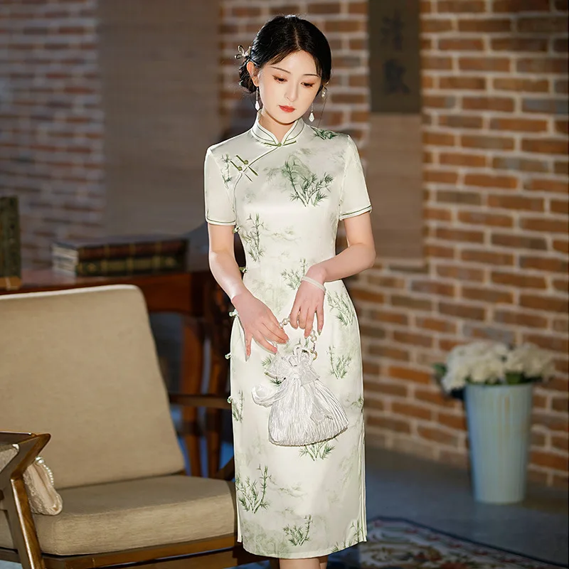 

Yourqipao Mid-length Cheongsam Improved 2024 New Young Girl Chinese Traditional Style Retro Daily Qipao Prom Gowns For Women