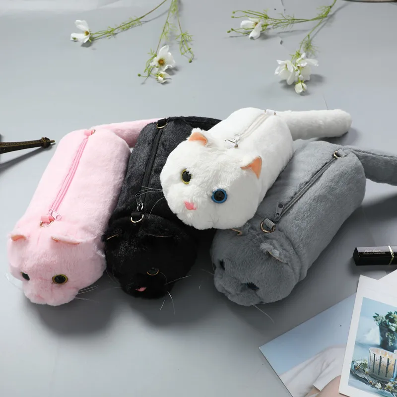 Women cute Cat Plush shoulder bag  lady fur doll messenger bag Girl cartoon mini mobile phone bag