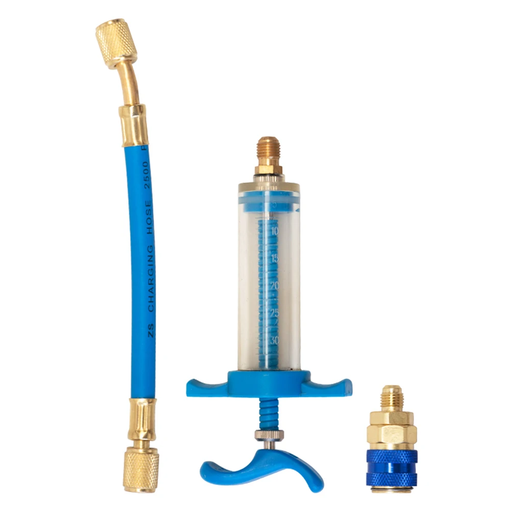 

Car A/C Oil Injector R134A Refrigerant Oil Dye Injection Tool Quick Connector 1/4" Injector Tool Manual Screw-in Oiler Adapter