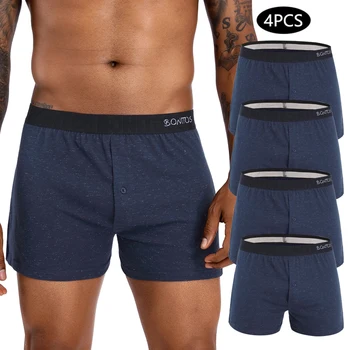 4 pezzi boxer aperti sul davanti mutandine da uomo in cotone boxer allentati biancheria intima per uomo mutande sexy moda uomo bauli riflettenti 1