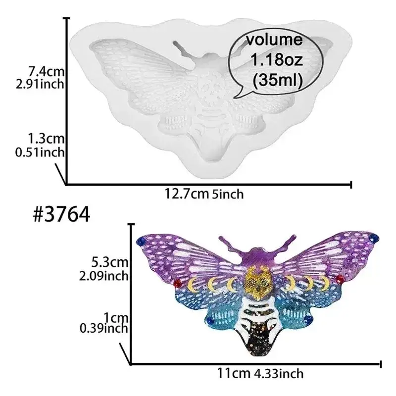 Handmade Creative Shape Moth Keychain Epoxy Resin Mold Necklace Pendant Silicone Mould DIY Crafts Jewelry Casting Tool Supplies