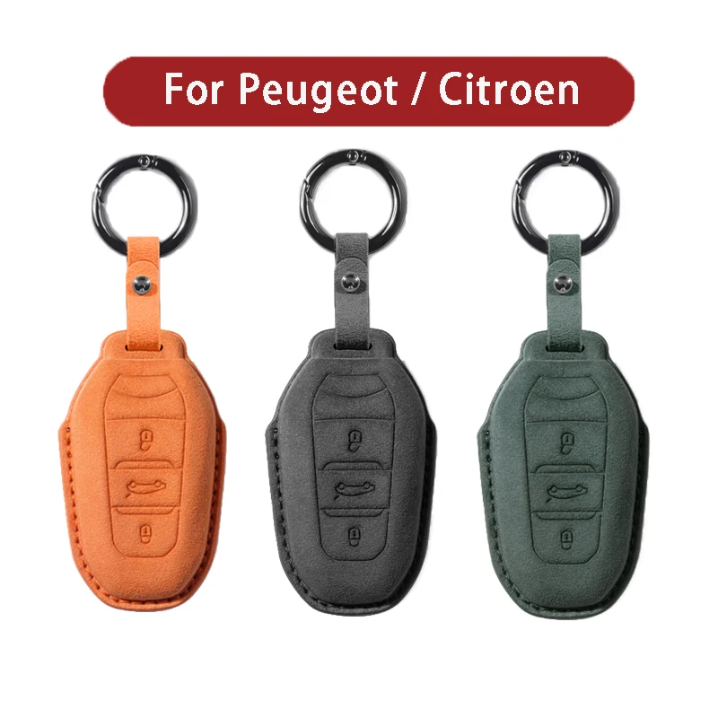 

Suede Leather Car Key Case Cover Shell For Peugeot 308 408 508 2008 3008 4008 5008 Citroen C4 C4L C6 C3-XR Picasso DS3 DS4 DS5