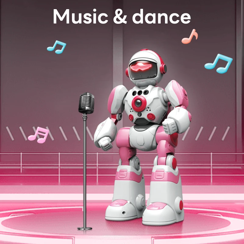 Robot Dance Toys Robot Toy Remote Control Robot Toy Pink 2.4g RC robot remote control programming English space remote touch gesture induction dance Children gift