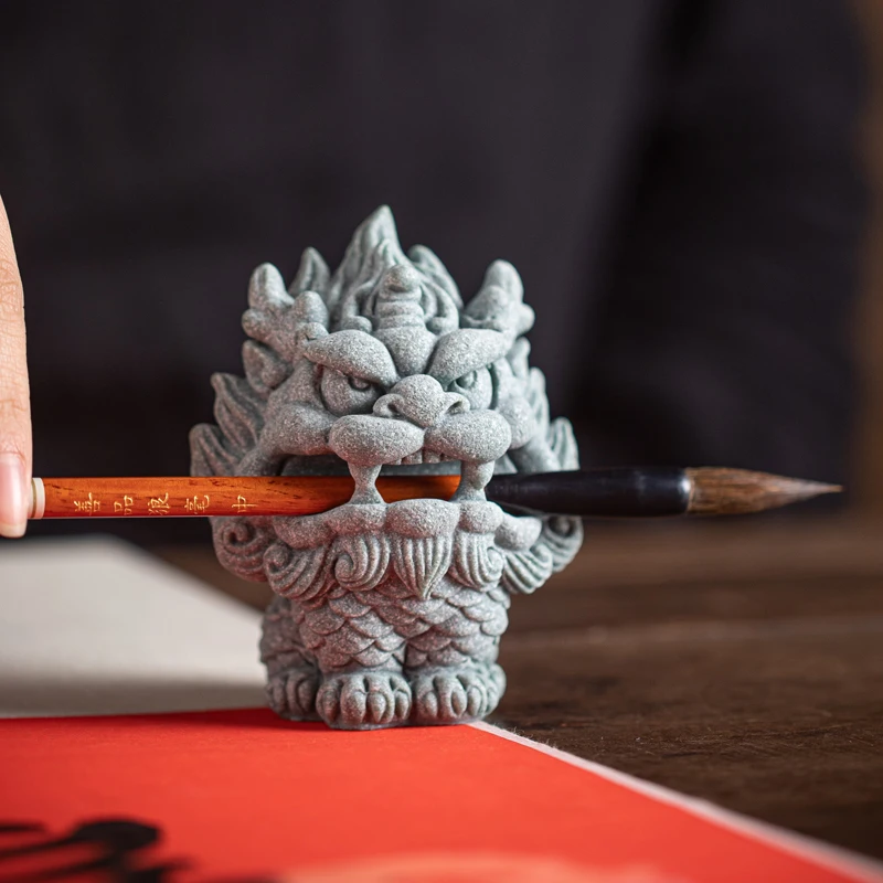 

Creative Chinese charm brave play four treasure town paper kirin pen put pen rack tea pet tabletop decoration gifts