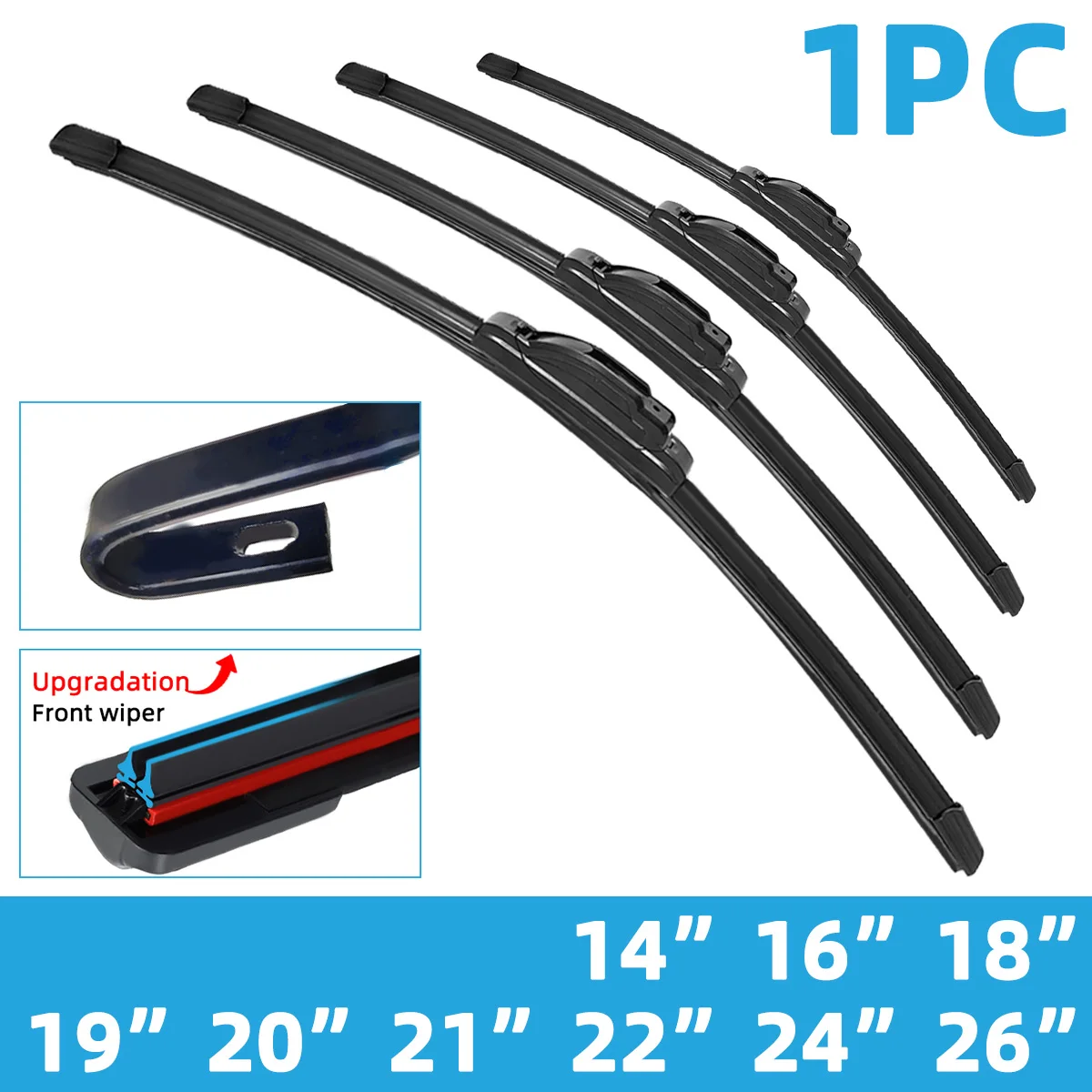 Universal Mute Car Windshield Wiper with Soft Double Rubber Strip Accessory