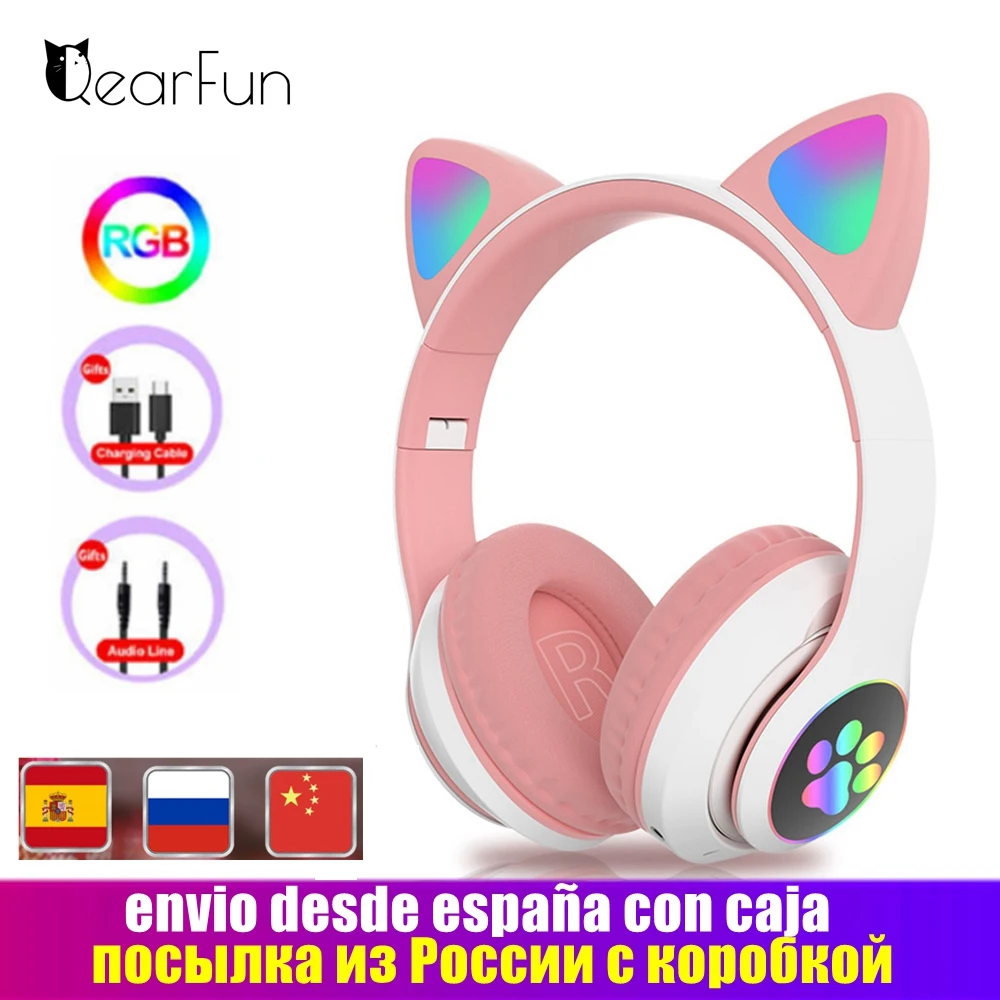 Tanio Qearfun Latarka urocze kocie uszy słuchawki bezprzewodowe z Bluetooth