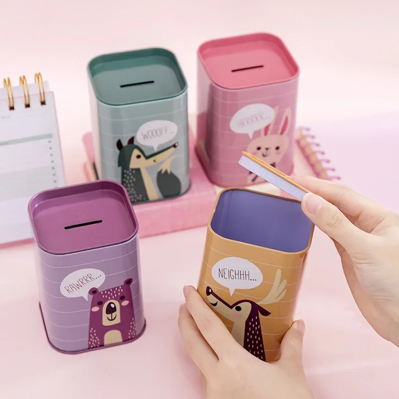 Korean Style Square Metal Tin Savings Bank UK London Style Storage Savings Jar Toy from Mainland China
