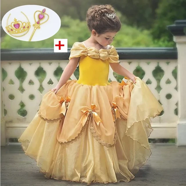 Robe de princesse Cosplay pour enfants de 4 à 10 ans, à manches