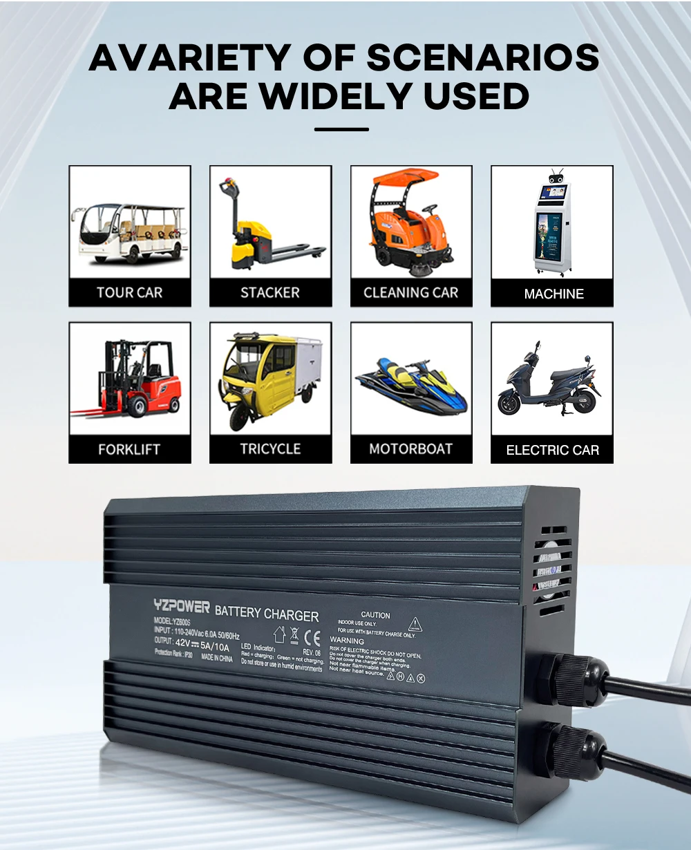 Yzpower 54,6 v 8a Lithium-Ladegerät 13s 48V Ladegerät Eingang 110-240VAC DC intelligentes Schnell laden mit Bildschirm – Detail 4
