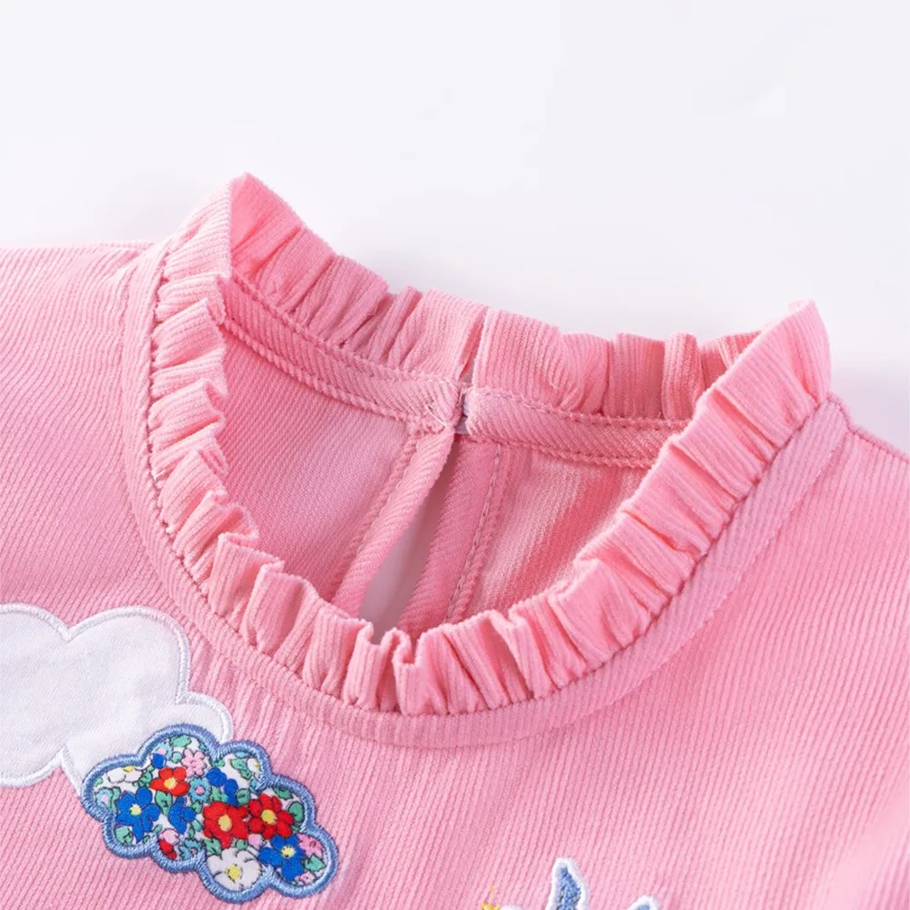 Children's Clothing Baby Girls 2025 Summer Embroidered Cartoon Casual Dresses Pink Dresses Kids Clothes